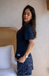 Women Summer Pajama set Dark Blue T-shirt + Stars Shorts